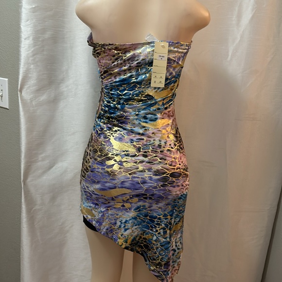I.C.U. (M)  Multicolored Strapless Dress - Picture 3 of 5